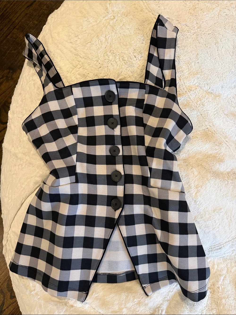 Maeve Black and Cream Gingham Button-Front Tank